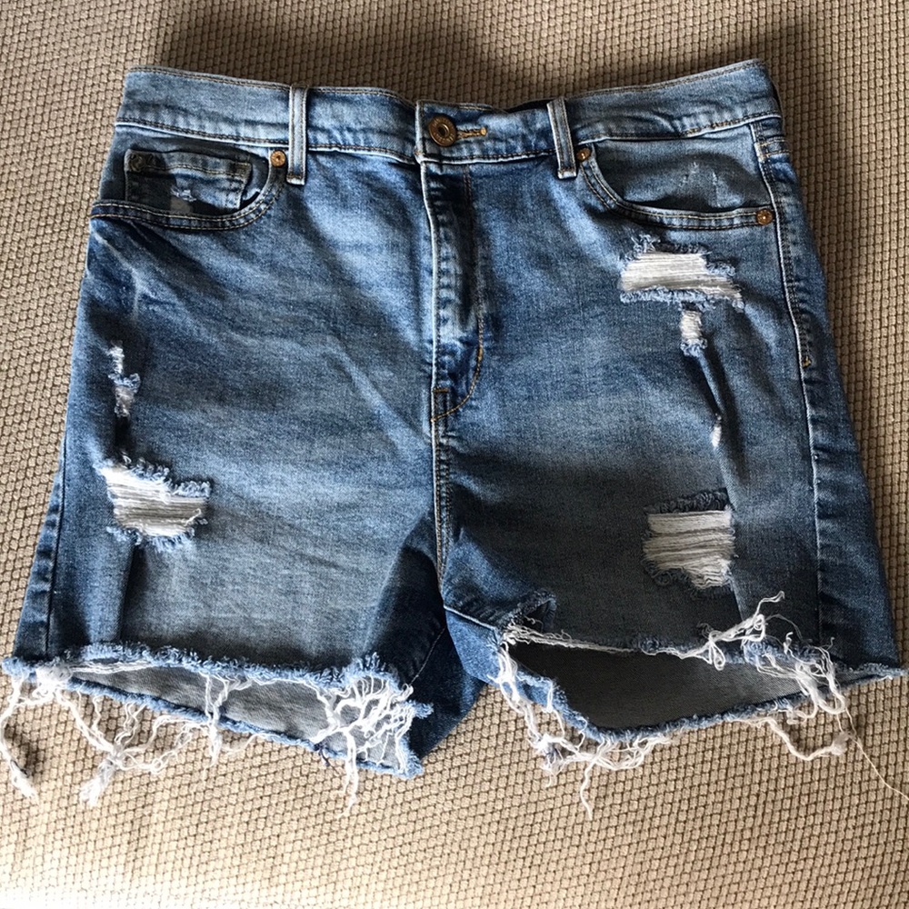Super high rise light denim shorts